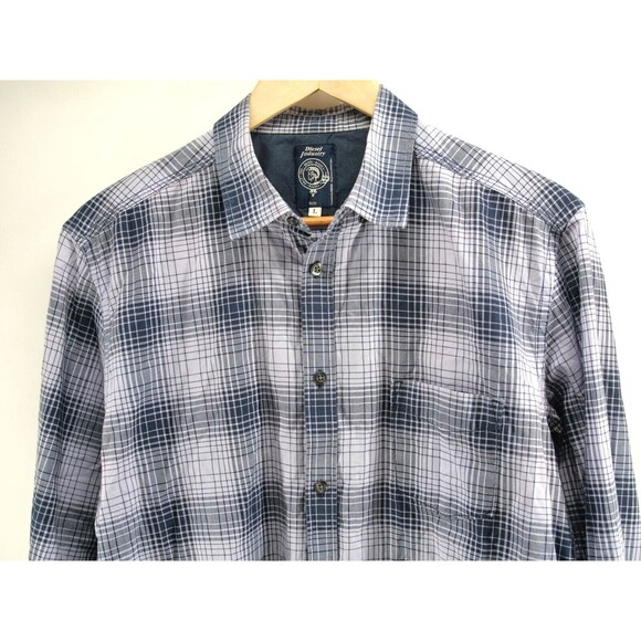 DIESEL‎ Button Down Shirt Mens Large Regular Fit Long Sleeve Plaid Gray - Picture 1 of 7